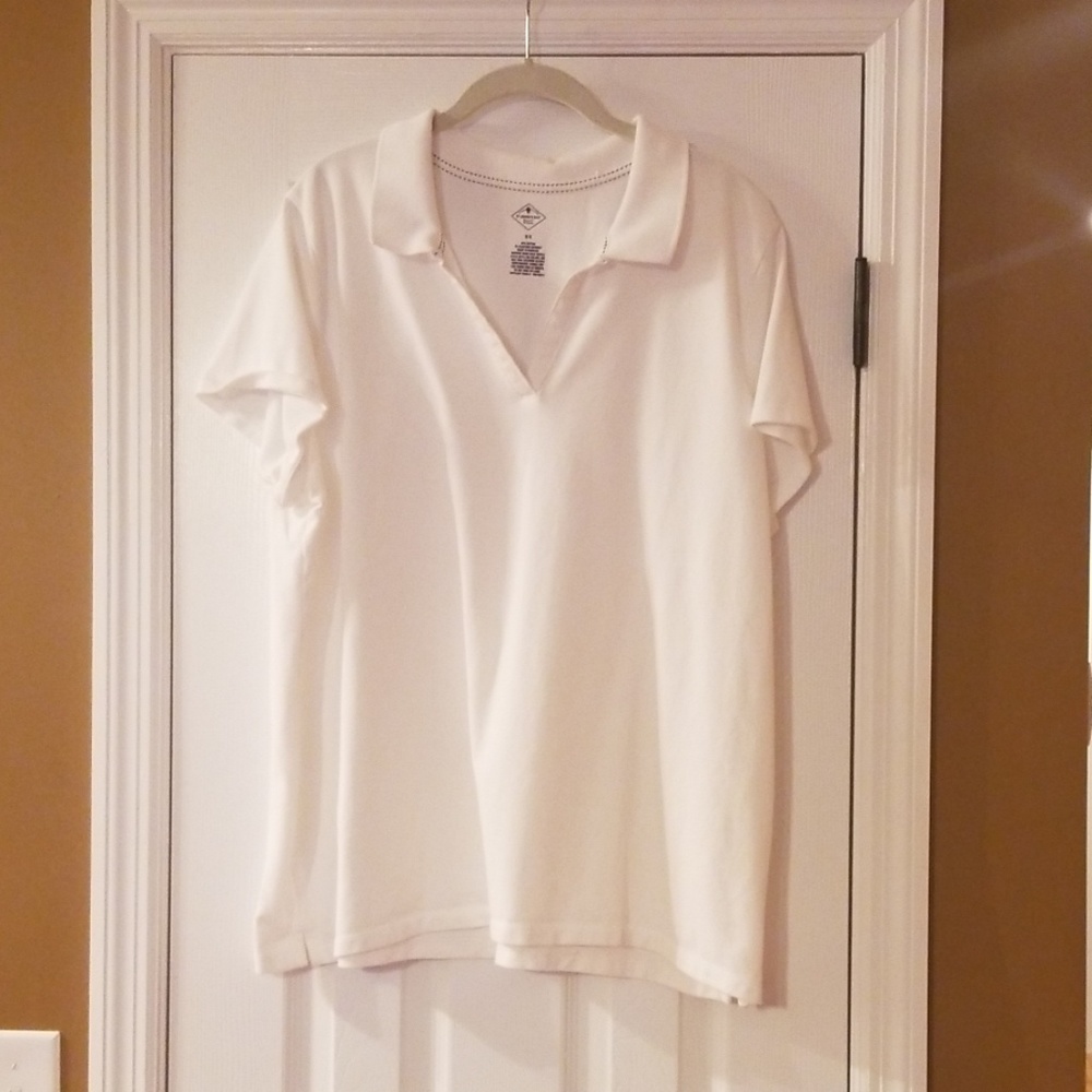 St. John's Bay white ss v-neck polo 3X